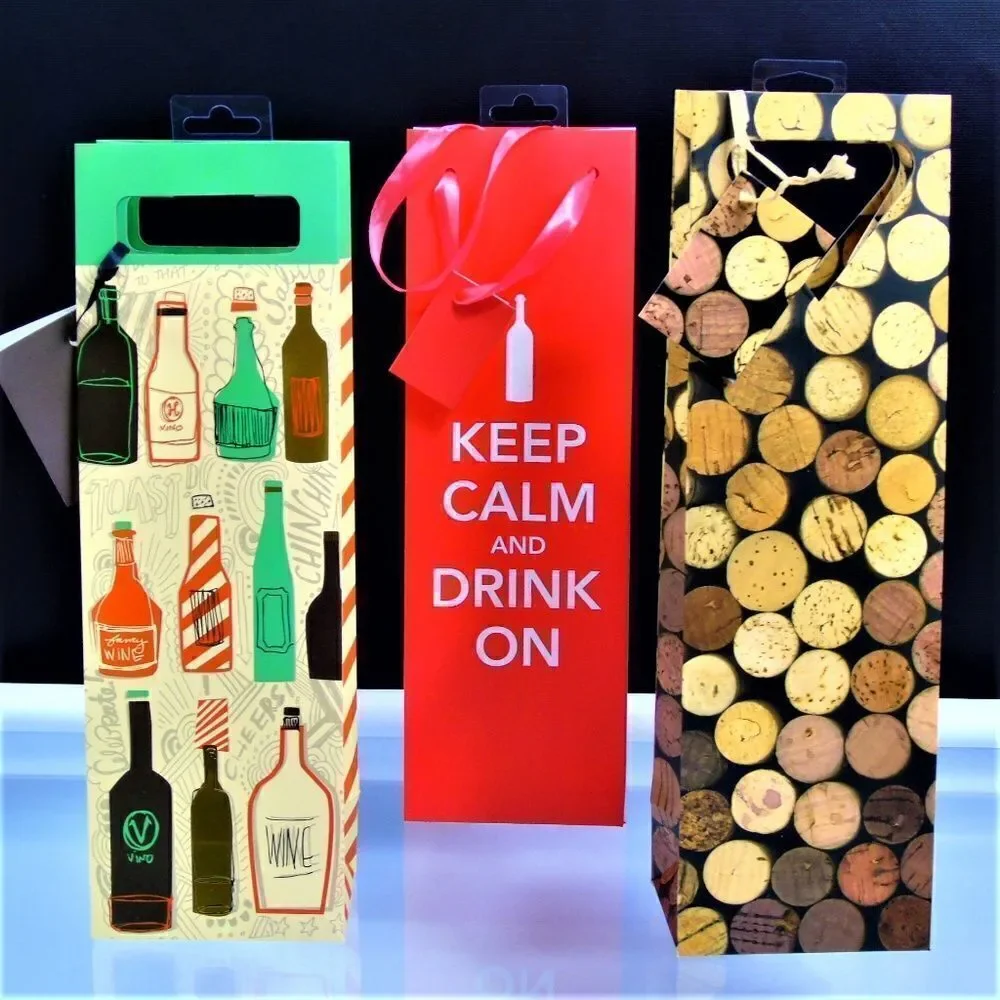 Wine Gift Bags 3 Single Bottle Bags